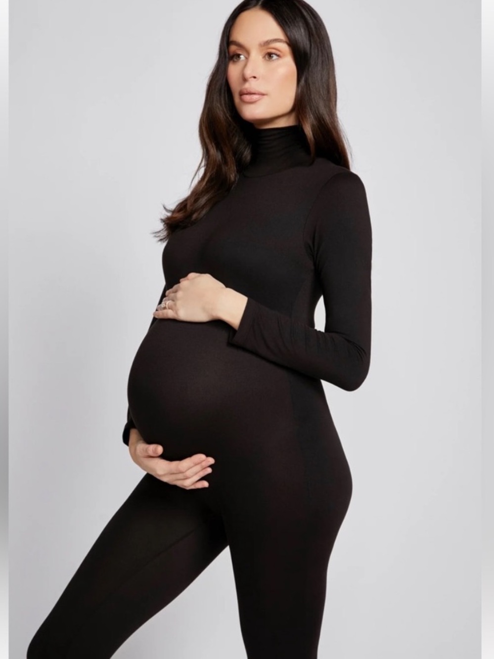 BUMPSUIT Maternity Long Sleeve Mockneck Jumpsuit - Black